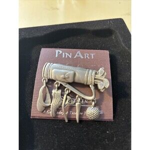 Spoontiques JJ Golf Bag and Charms Brooch Pin Pewter New